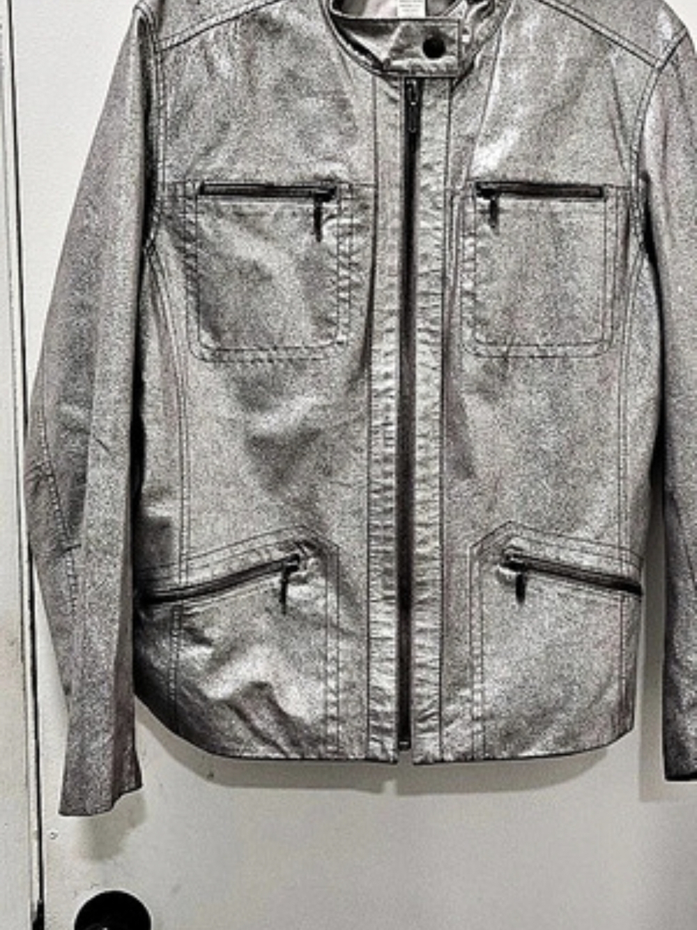 Chico's Metallic Moto Jacket Size 2 Like New